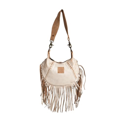 STS Ranchwear Womens Cremello Nellie Fringe White/Tan Leather Handbag Bag