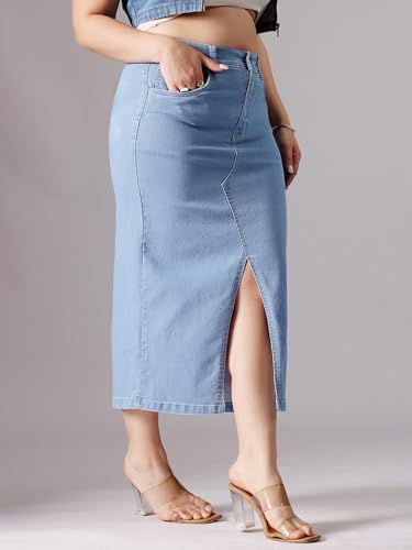 Image of Miss Chase A+ Women's Regular High Rise Above Knee Stretchable Denim Shorts & Skirts