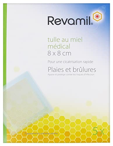 Revamil Tüll mit medizinischem Honig 5 sterile Pflaster 8 x 8 cm – 8 x 8 cm