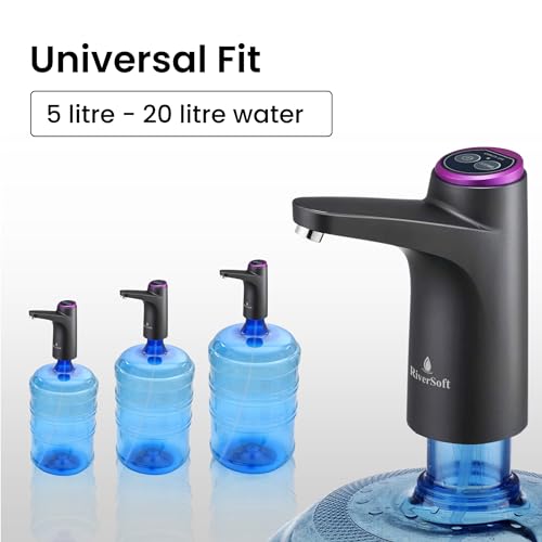 Image of RiverSoft AWD-BL-1 Automatic Water Dispenser for 20 Litre Bottle Can (Black, Food Grade, 4W, 1200 mAh Battery)