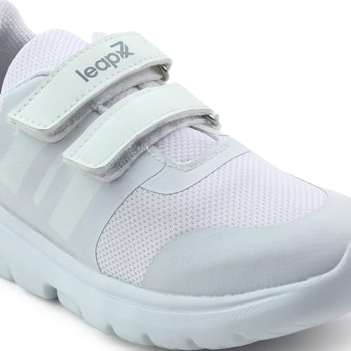 Image of Liberty Leap7x TRIVSKO-2E Lacing /Non-Lacing Uniform School Shoes for Kids - Black & White | Lightweight & Comfortable Outsole | Memory Foam Insole | Quick Wear Velcro /Lace-Up Closure Cushioned Footbed