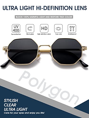 PORADAY Square Sunglasses for Women Men Retro Octagon Metal Sun Glasses Vintage Polygon Shades 6