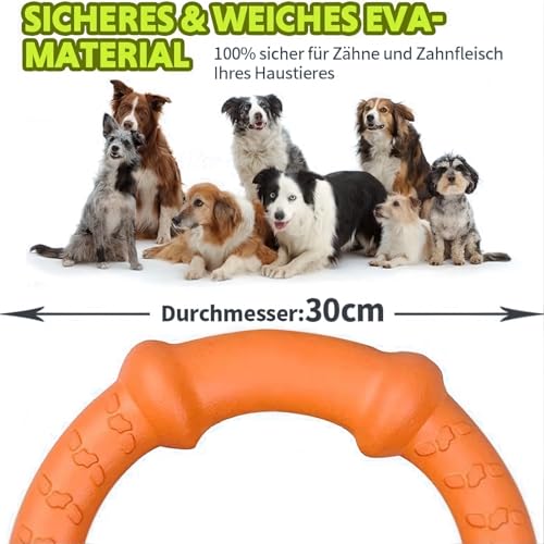 Jouet interactif pour chien LaRoo orange 30 cm anneau flottant à mâcher