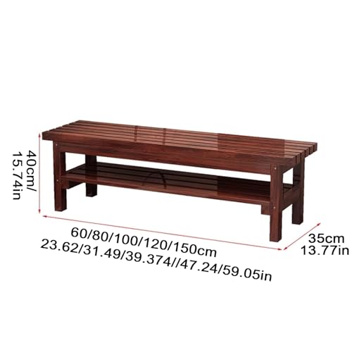 Banco de zapatos de madera maciza de 80 cm para pasillo con doble capa 4