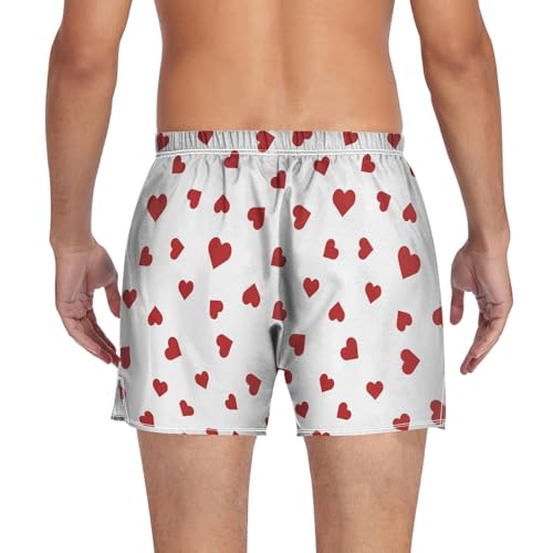 Men's Valentines Heart Boxer Shorts Underwear Soft Comfortable Breathable Woven Boxer Briefs Button Fly S2