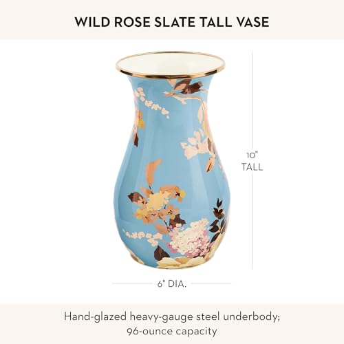 Image of MACKENZIE-CHILDS Enamel Tall Vase, Wild Rose Slate