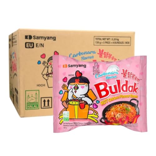 Samyang Buldak Carbonara Ramen 40er Karton [130 g je Packung] Koreanische Instant Nudeln Hot Chicken Flavour Ramen