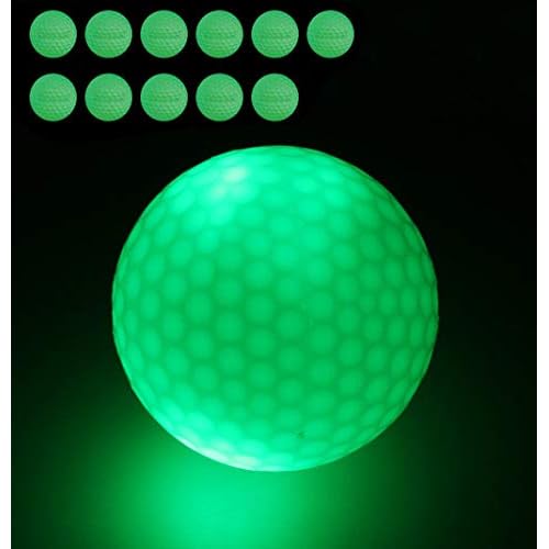 FHD 12 Stück Nacht Golfbälle, Leuchtstarker Leuchtstoffgolfball für das Beste Schlagturnier, Keine LED im Inneren Schlagen Sie den Ball mehr als 1000 Mal (12)