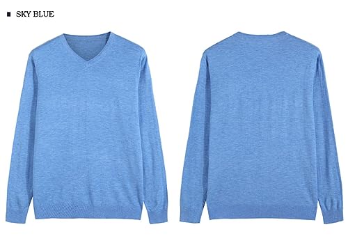 Men's V-Neck Wool Business Pullover Casual Sweater Solid Color Thin Sweater2