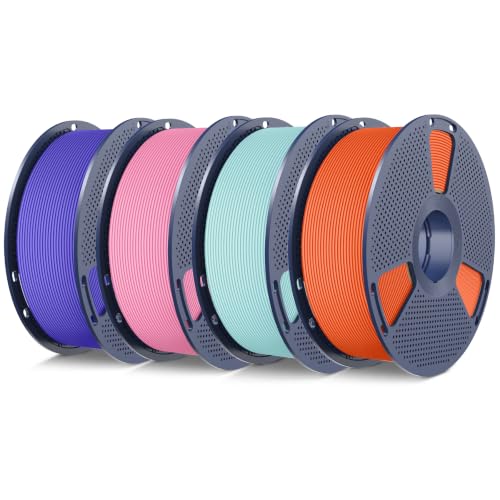 Image of SUNLU 4KG 3D Printer Filament Bundle PLA Matte 1.75mm, Neatly Wound Filament with Matte Finish, Print with 99% FDM 3D Printers, 1kg Spool (2.2lbs), 4 Packs, Orange+Pink Blue+Pink+Purple