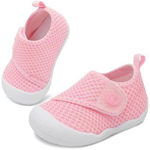 Image of FEETCITY Baby First Walking Shoes Wide Baby Shoes Infant Sneakers Newborn Crib Shoe Barefoot Lightweight Slip On Shoe
