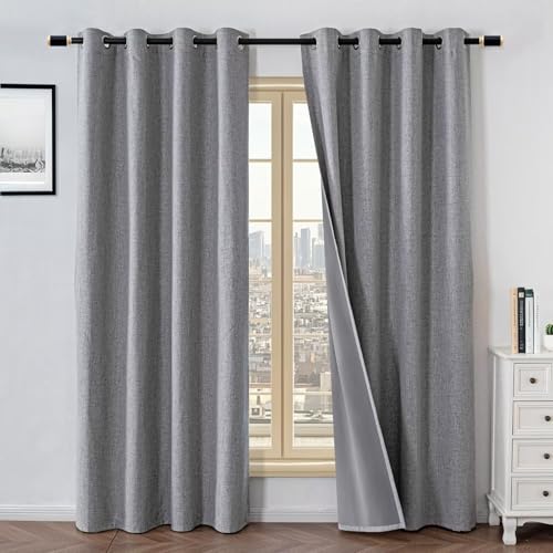 Blackout Curtains 108 Inch 2 Panels Light Grey