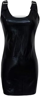 NHNKB Lingerie Women's Sexy Lingerie with Chains Lingerie Women's Sexy Underwear Black Lingerie Women's Sexy Underwear Patent Clubwear Sex Dress Wireless Women's Underwear Leather Skirt Sexy