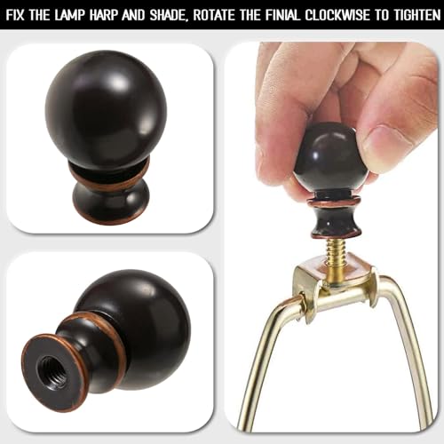 Akahttbn Oil Rubbed Bronze Finish Ball Lamp Finial, Lighting Accessories Lamp Shade Decorative,1-1/2 Inch Ball Knob Table Lamps, Floor Lamps, Lamp Topper Knob,2 Pcs - Thumbnail 4