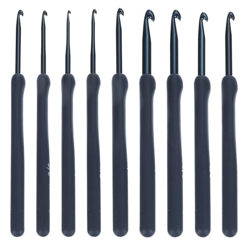 PATIKIL 9 Tamaños de Ganchillo Ergonómico para Tejedor, Kit de Agujas de Ganchillo para Tejer con Hilo de Ganchillo, Set de Ganchillos para DIY Muñecas Gorros Guantes Horquillas Azul