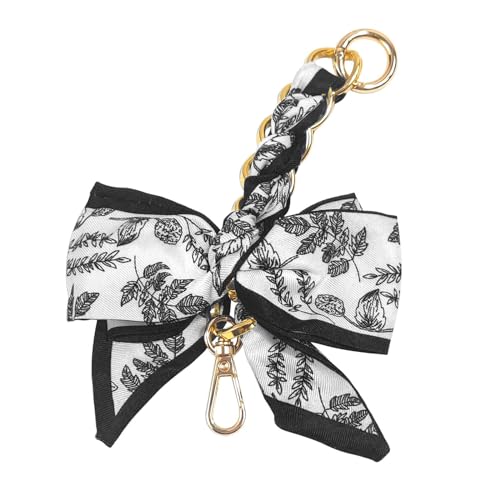 AGEN KGEN Women Bag Extender Chain Purse Strap Extenders Purse Chain Exquisite Silk Bowknot Scarf Decoration Replacement Chain for Handbags Purse Making Supplies (Black Flowers)