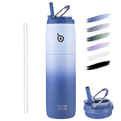 BOTTLE BOTTLE Stainless Steel Water Bottle with Straw and Lid, 32oz Vacuum Insulated Water Bottle Flask, Stay Cold for 24 Hrs, Hot for 12 Hrs, Leak-Proof Wide Mouth Sports water bottle, blue