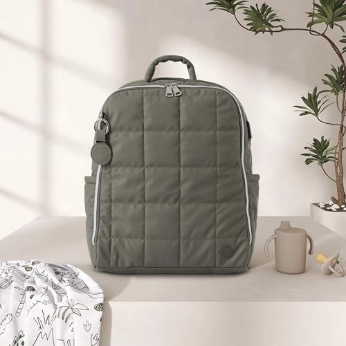 Hannah & Sophia North Travel Diaper Backpack, 5-Piece Baby Bag Organizer Set with USB-C Charging Port, Changing Pad, Insulated Bottle Bag, Pacifier Pouch & AirTag Keychain, Easy-Clean Soft PU Leather by Hannah&Sophia - Image 2