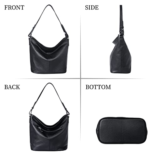 Iswee Hobo Bags For Women Crossbody Shoulder Bag Black Leather Handbags And Purses Women Bucket Bag Casual（Black） #TOP5