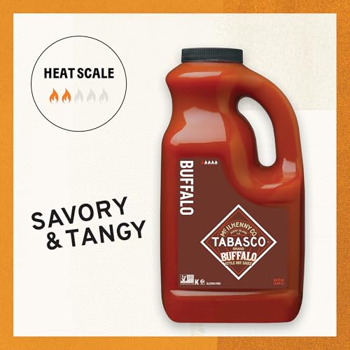 Image of TABASCO Brand Buffalo Style Hot Sauce, Medium Hot Sauce, Bulk Plastic Jug, Thick & Tangy, Five Simple Ingredients, Perfect for Large Recipes, Great on Chicken Party Wings & More, 64 Fl Oz (Pack of 1) | Value Size Medium Hot Sauce, Thick & Tangy Dipping Sauce, Classic Buffalo Style, Great with Pasta Sauce, Wings, Ranch & More