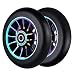 2Pcs Replacement 100 mm Pro Stunt Scooter Wheel with Abec 9 Bearings Fit for MGP/Razor/Lucky Pro Scooters 1 Single Scooter Wheel (Rainbow)