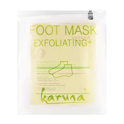 Karuna Exfoliating+ Foot Mask: for Rough & Callused Skin, Hydrates & Gently Exfoliates Dead Skin Cells (5 Count)