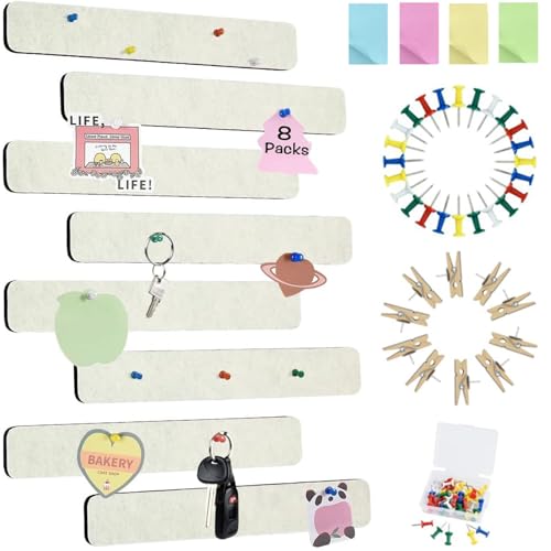 Vuzvuv 8Pcs Cork Bulletin Board Strips for Wall Office-Cream White