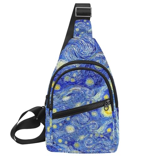 Sac à bandoulière bleu art motif peinture à l'huile pour voyage