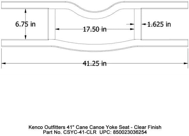 Kenco Outfitters Canoe Yoke Seat, 41 Inch, Solid Ash Wood, Clear Finish, Natural