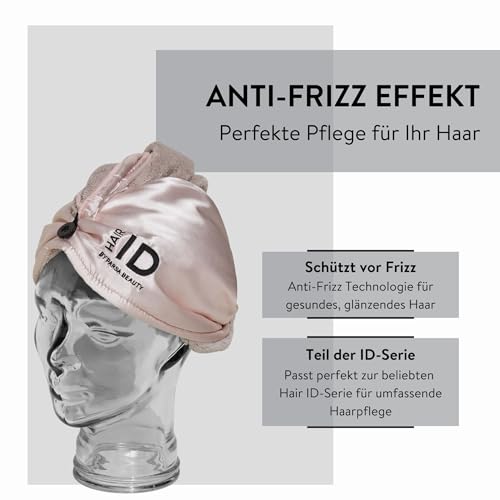 PARSA Beauty Hair ID 2-in-1 Haarturban Damen Mikrofaser & Satin – Anti-Frizz Haarhandtuch zum Haare Trocknen – schnelltrocknend & schonend für lange Haare – Turban Handtuch mit Knöpfen