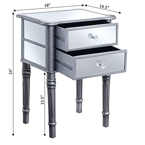 Convenience Concepts Gold Coast Mayfair End Table, Antique Silver / Mirror #TOP4