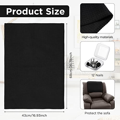 Yinkin 3 Pcs Recliner Headrest Cover Headrest Protector For Recliner Sofa Chair Small Checks Couch Head Covers Head Protector For Recliner Slipcovers Sofa, 26.77 X 16.93'' (Black) #TOP1