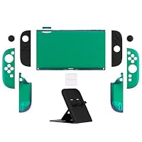 playvital Schutzhülle für Nintendo Switch 2, Dockbares Case, Ergonomischer Griphülle, Kratzfeste Hülle mit Klappständer & Joystick Kappen Zubehör | Glänzend, Solid-Serie, Chamäleon Grün Lila – Ansicht 2