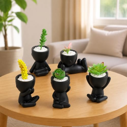 Pot pour succulentes blanc design nordique visage B-couché - 3