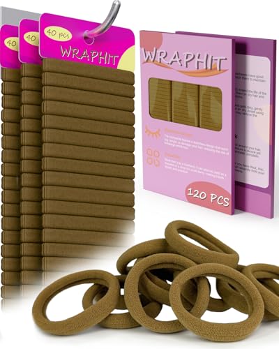 Wraphit 120pc Hair Ties No Damage Snag Free for Thick Hair, Seamless No Pull Elastic Ponytail Holders for Women Girls(Classic 5 Colors) 120-piece