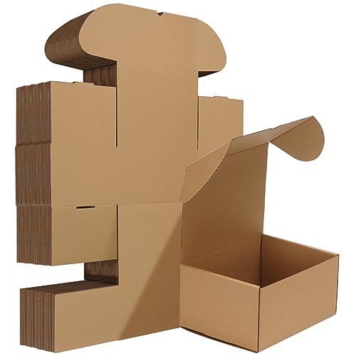 Image of HORLIMER 8x6x4 inches Shipping Boxes Set of 25, Brown Corrugated Cardboard Box Literature Mailer