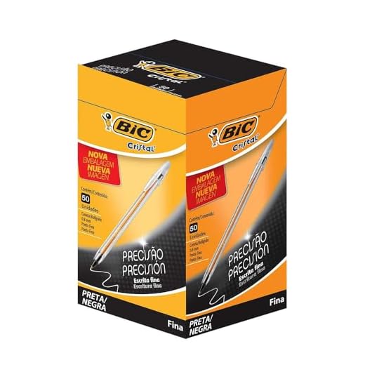 Caneta Esferográfica BIC Cristal Precisão e Suavidade, Preta, Ponta Ultra Fina, 0.8mm, 886649, 50 unidades