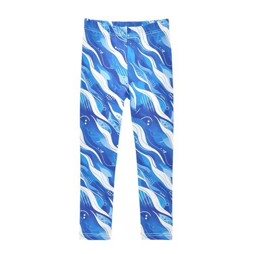 Baseball Blue Stripe Kids Girl's Cotton Pants Stretch Full Length Leg Yoga Pants Running
