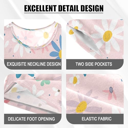 Floral Daisy Kids Pjs Set Boys Girls Summer Short-Sleeve Sleepwear Pajamas 2PCS4