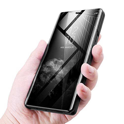 Aicase Galaxy Note 9 Case, Luxury Translucent View Window Front Cover Mirror Screen Flip Smart Electroplate Plating Stand 360 Full Body Protective Case For Samsung Galaxy Note 9 (Midnight Black) #TOP4