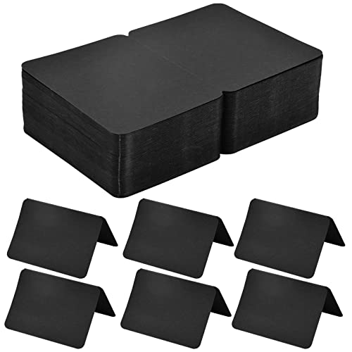 100 Pièces Cartes Pliées, Carte Message Pliante Marque Place Anniversaire, Vierges Papier Cartonné Cartes de Table pour Bureau Scolaires Cadeaux Bricolage Artisanat Graffiti (Noir) Cover