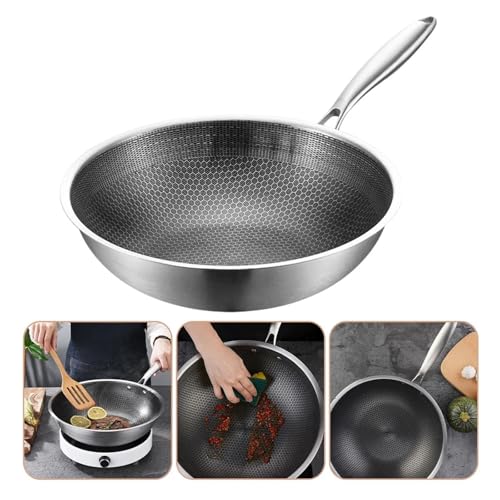 Wok profundo antiadherente de acero inoxidable para estufas a gas miniatura 3