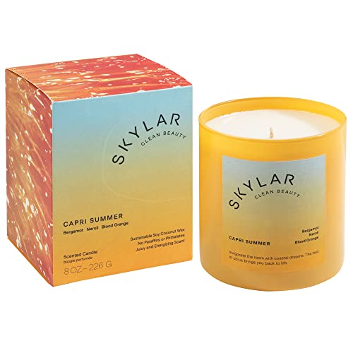 Skylar Capri Summer Candle - Non-Toxic Clean-Burning Candles With Soy Coconut Wax, Citrus Soy Candles For Home, Scented Candles Usa Made & Hand-Poured #TOP21