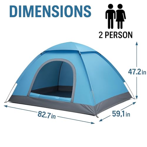 Image of 4 Person Picnic Hiking Camping Portable Waterproof Dome Tent for 2 Person Waterproof with Bag (Multicolor) (A3)