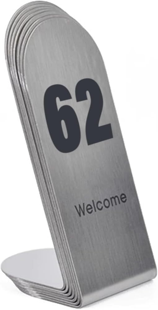 Restaurant Table Numbers 1-50#50 - #100, Tall 12cm Place Cards Numbers Set/Tabletop Sign Holder for Wedding Reception Party Cafe Tables Decor, Stainless Steel(Size:1-50 (5x5x12cm),Color:Red)