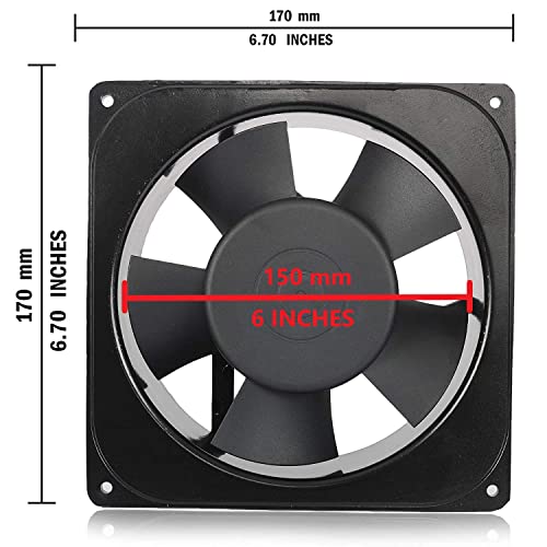 Image of Vendoz AC Small Kitchen Exhaust Aluminium Fan, 6.70 inchinches (17x17x5cm), Black