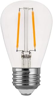 Euri Lighting ES14-2W1120, Non-Dimmable S14 Filament for String Lights, 2W (25W Equal), Warm White (2700K),180lm, 80CRI, Clear Glass, E26, Wet & Enclosed Rated, UL, 3YR, 15K HR WTY, One Count
