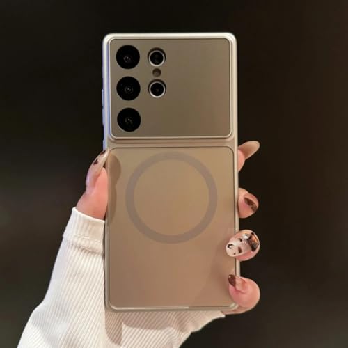 Étui en verre trempé de luxe pour Samsung S25 Ultra coque rigide gris