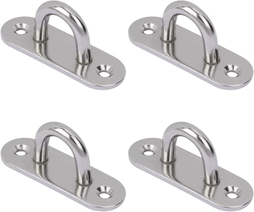Jesustree Crochet de Plafond Acier Inoxydable 4 Pièces Support Mural Plaques à Oeil Oblongues pour Chaise Accrochante Hamac Balançoires de Yoga Sac de Boxe Pots Fleurs, Argent
