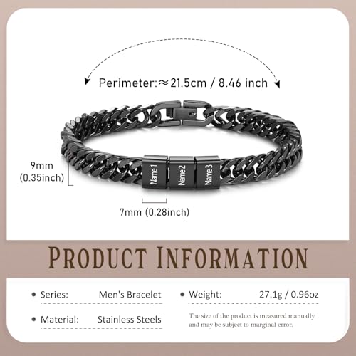 Pulsera cubana personalizada para hombre acero inoxidable miniatura 2